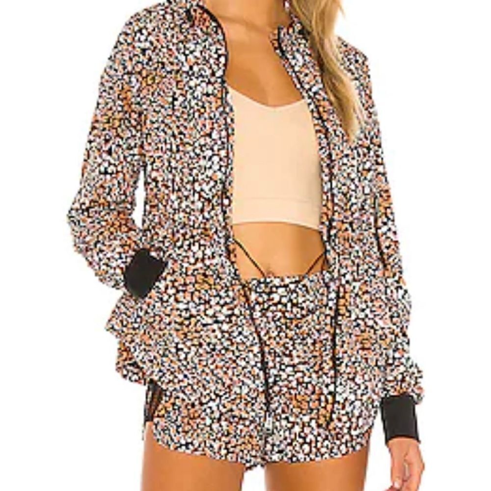 Free People Movement Printed Run Wild Jacket in Leopard Size L NWT